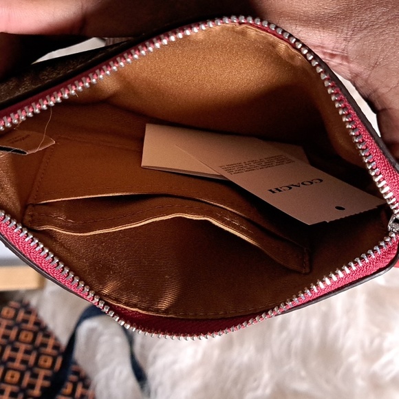 Coach NWTs Corner Zip Strawberry Wristlet - Picture 7 of 8